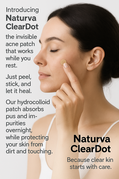 Naturva ClearDot Acne Patches for Face – 36 Hydrocolloid Pimple Patches | Fast Healing, Invisible Zit Stickers for Overnight Blemish Care | Protects from Dirt & Absorbs Impurities – 12mm Waterproof Spot Patch